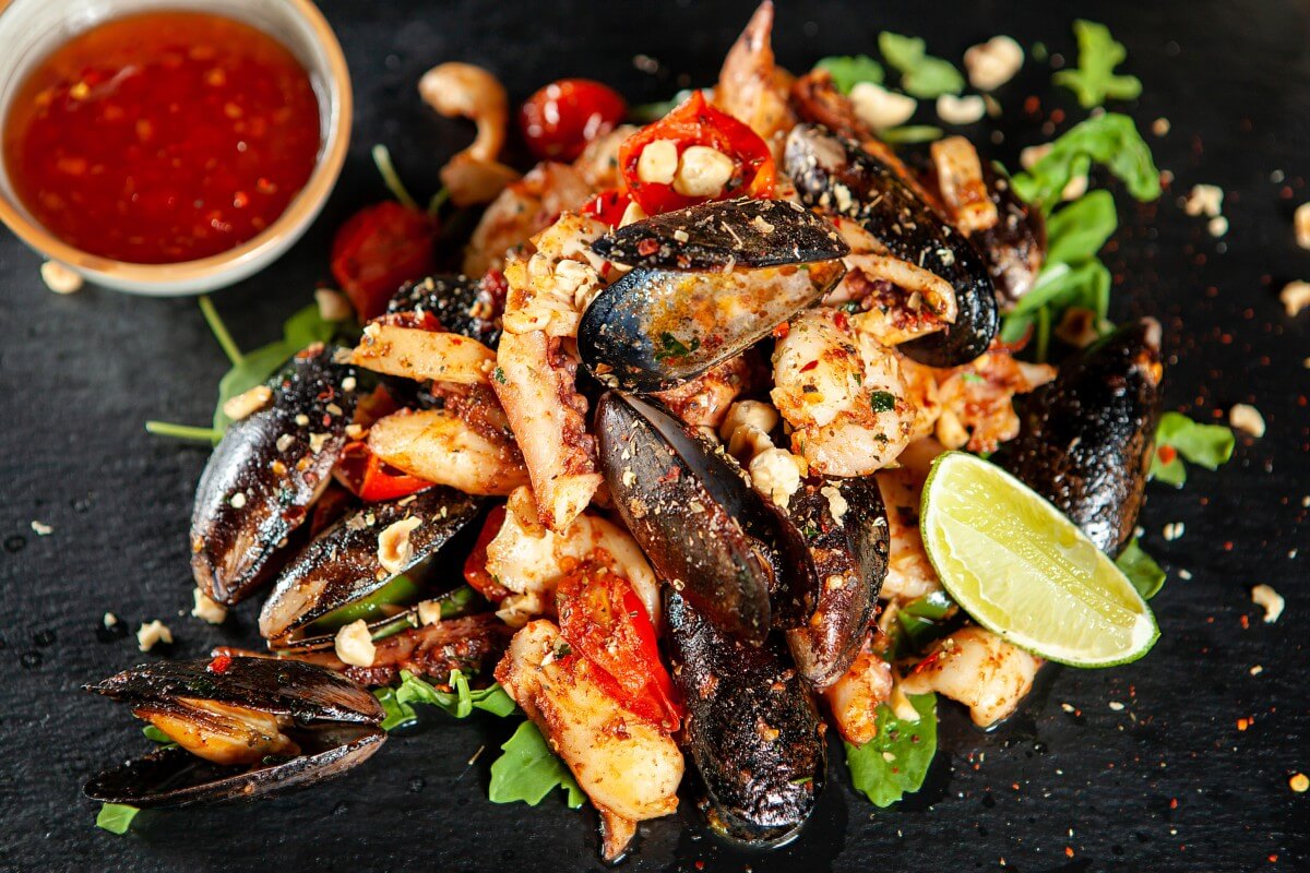 delicious seafood with spicy sos mediterranean fine cuisine 1