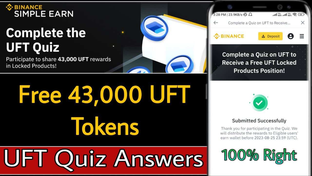 Binance UFT Quiz Answers | Binance Simple Earn | Binance New Offer Today | New Crypto Loot