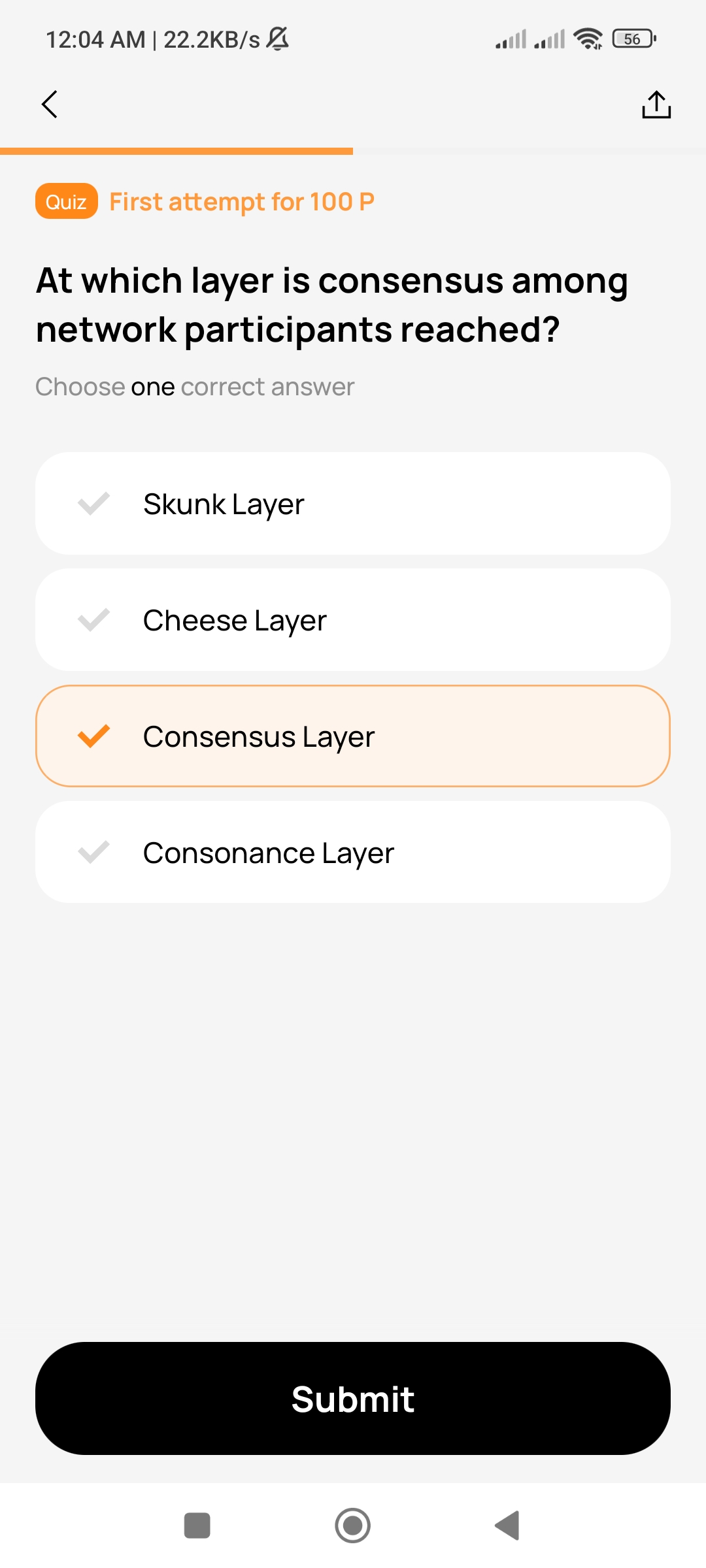 At which layer is consensus among network participants reached?