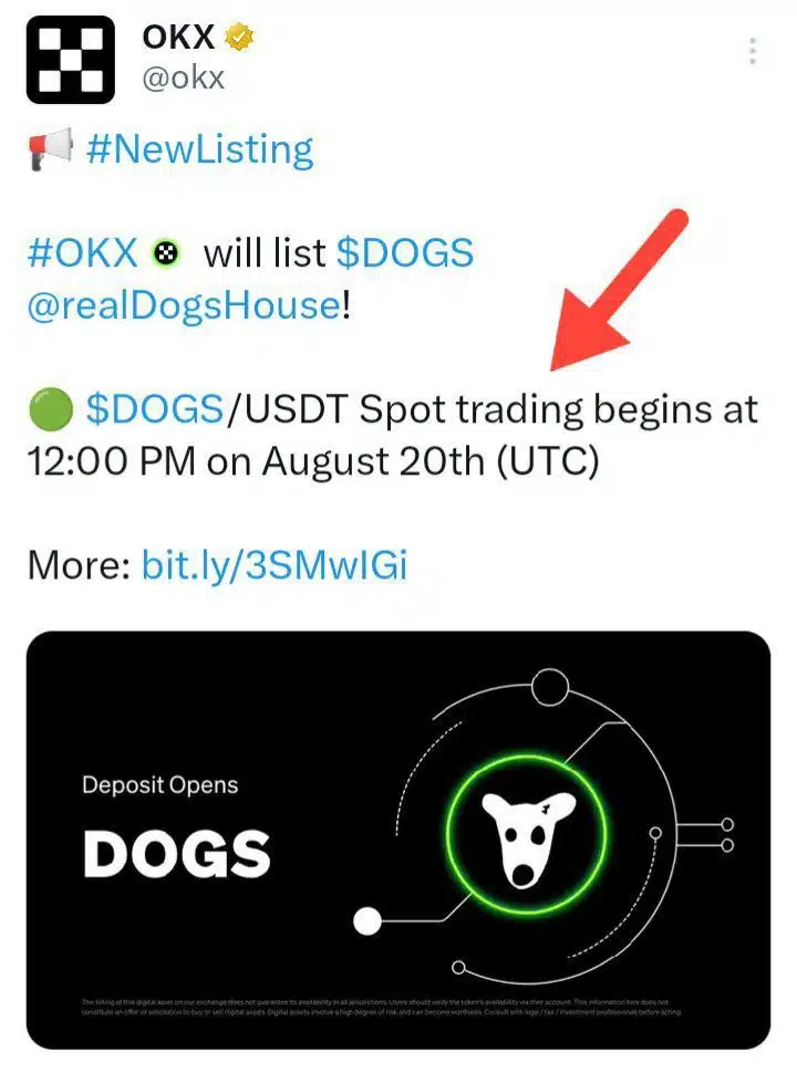 DOGS Listing OKX Exchange on 21 August 2024